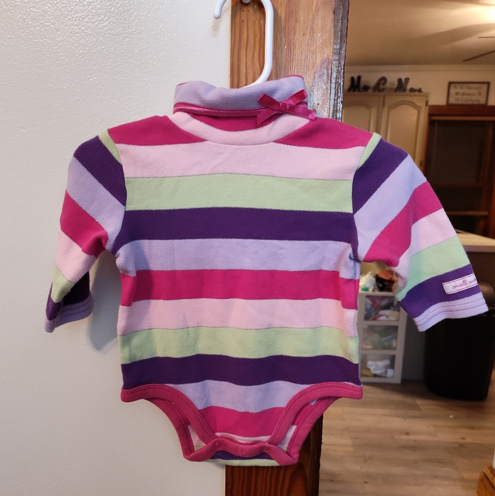 Small Winders Striped Multicolor Baby 3-6 Months Long Sleeve Onesie